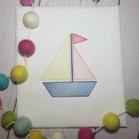 Sailboat Machine Embroidery Design  - Sketch Stitch